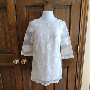 Ark & Co Sz S Cream Floral Embroidered Dress P2P 17 L 15